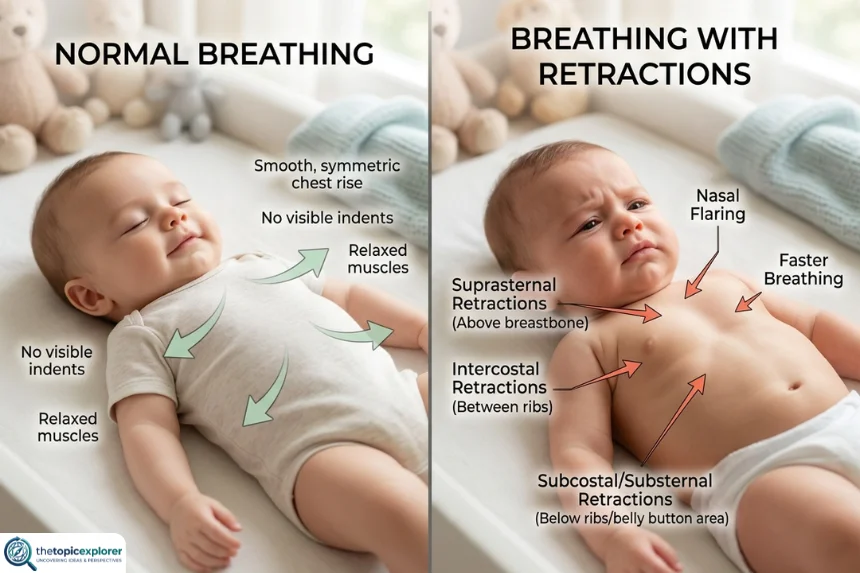 Normal Baby Breathing vs. Retractions